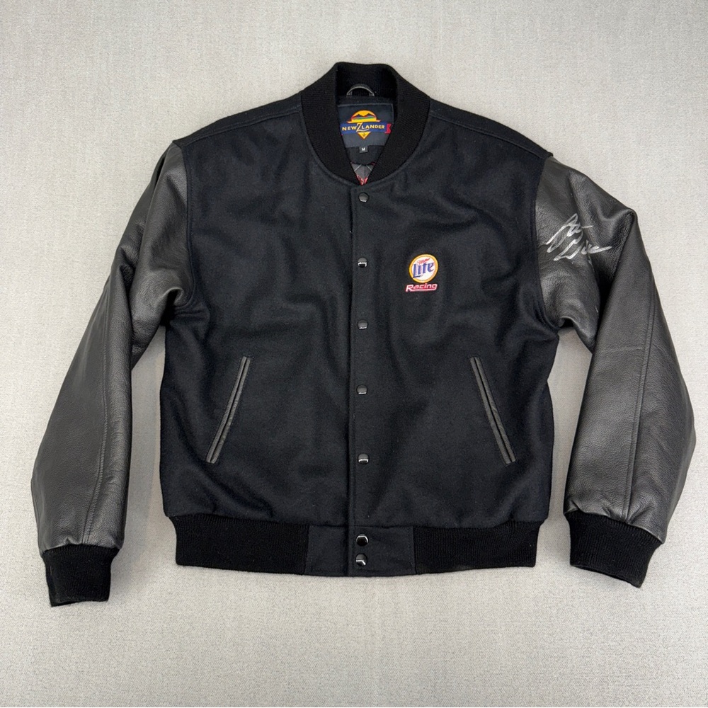 Vintage Nascar Miller Lite Rusty Wallace Wool Leather Jacket M Letterman SIGNED?